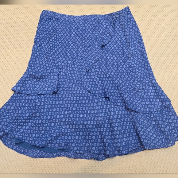 MICHAEL KORS WOMEN'S Blue  SWIRL LAYERED RUFFLE TIERED SKIRT  SIZE 12 - Picture 3 of 13